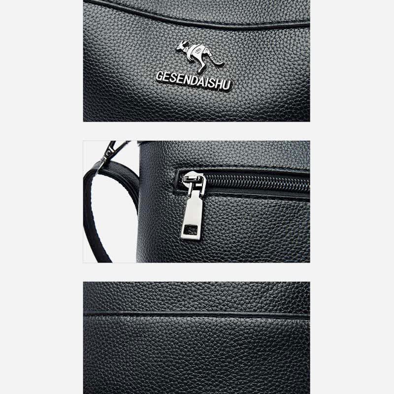 Leder-Beuteltasche für Damen, kleine Umhängetasche mit Crossbody-Gurt