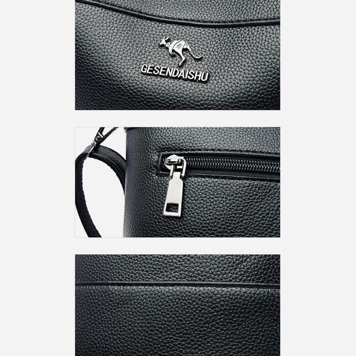 Leder-Beuteltasche für Damen, kleine Umhängetasche mit Crossbody-Gurt