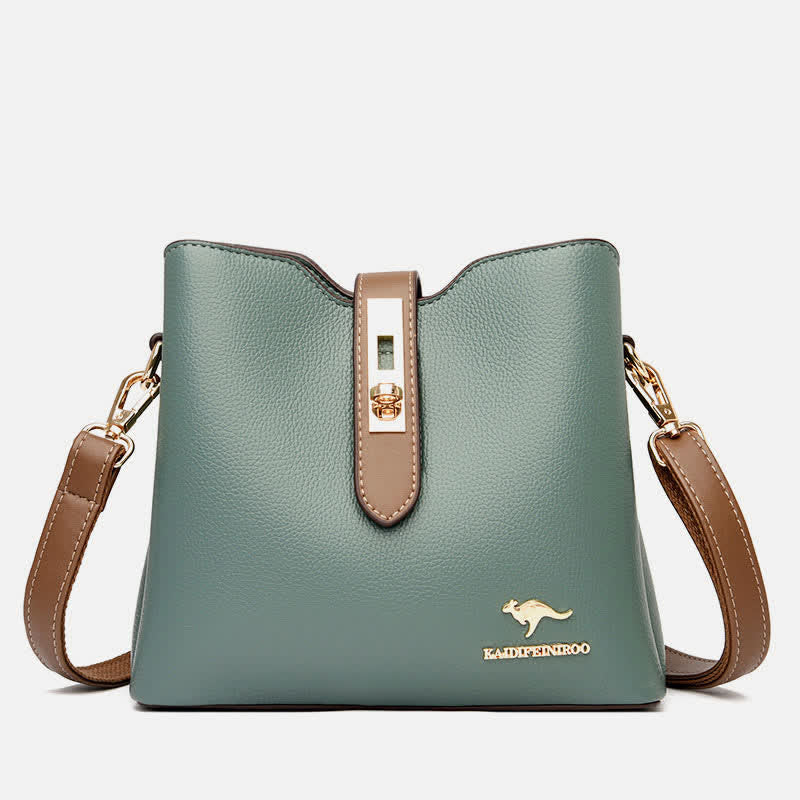 Kleine Umhängetasche mit drei Fächern für Damen, Schultertasche aus Leder