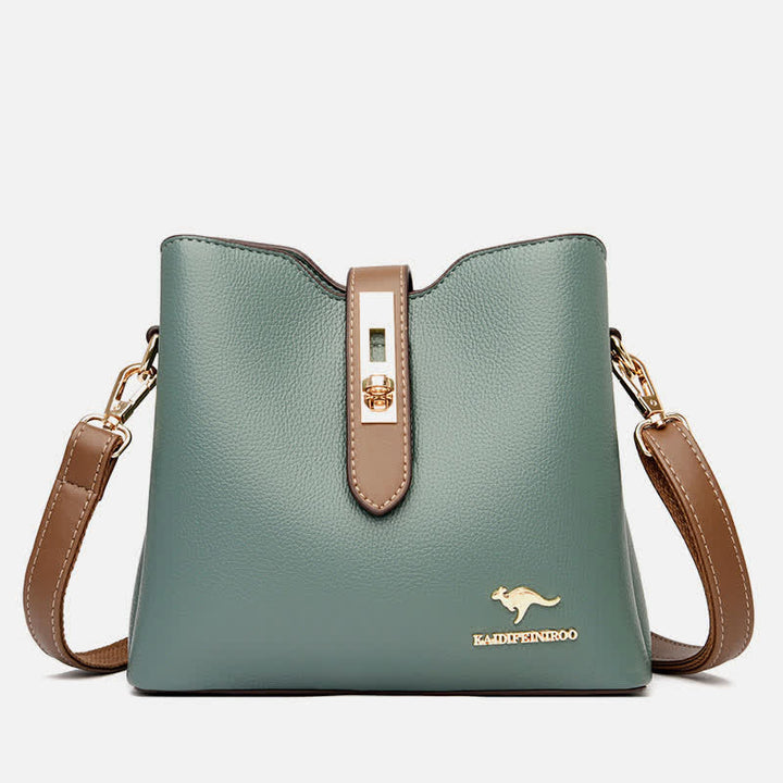 Kleine Umhängetasche mit drei Fächern für Damen, Schultertasche aus Leder