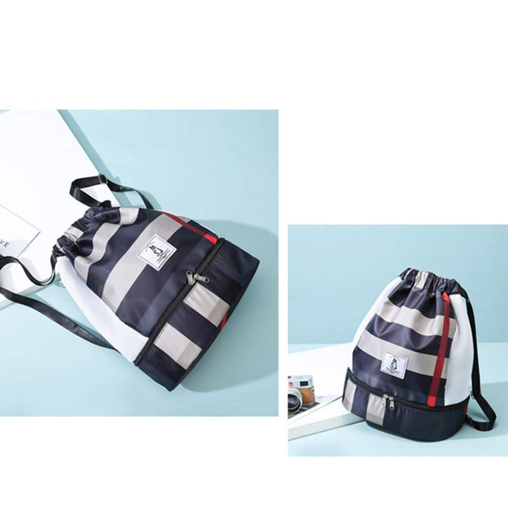 Wasserdichter Kordelzug-Rucksack, Sportsack, Mini-Reise-Tagesrucksack mit Schuhfach