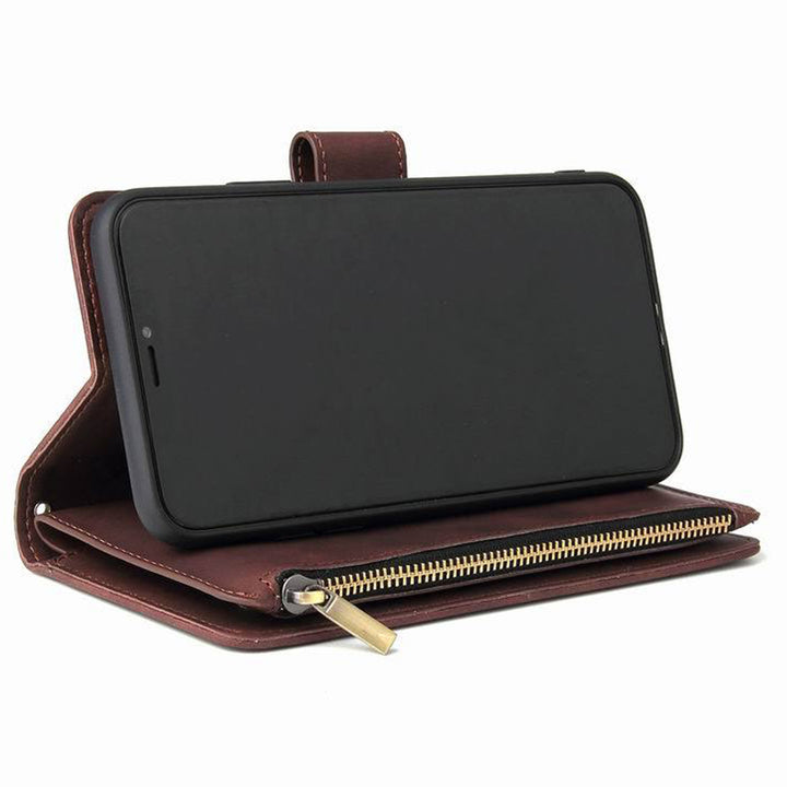 Funktionelle Handyhülle für iPhone Samsung Reißverschluss Brieftasche Hülle Armband Clutch