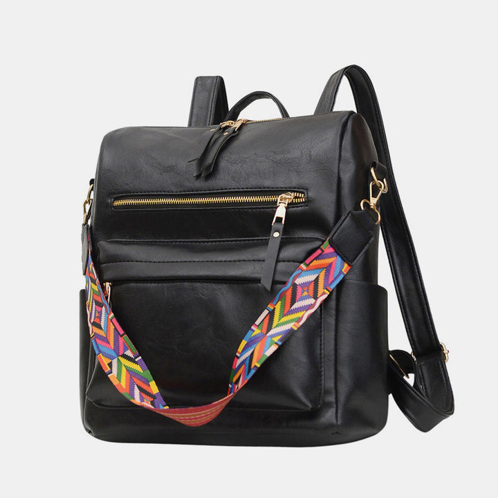 Multifunktionaler, lässiger Damen-Rucksack, Tagesrucksack aus Leder mit kariertem Muster und Schultergurt