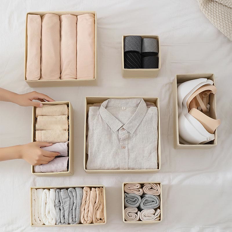 Aufbewahrungstasche für Zuhause, Vlies, sechsteiliges Set, faltbare Kleider-Organizer-Box