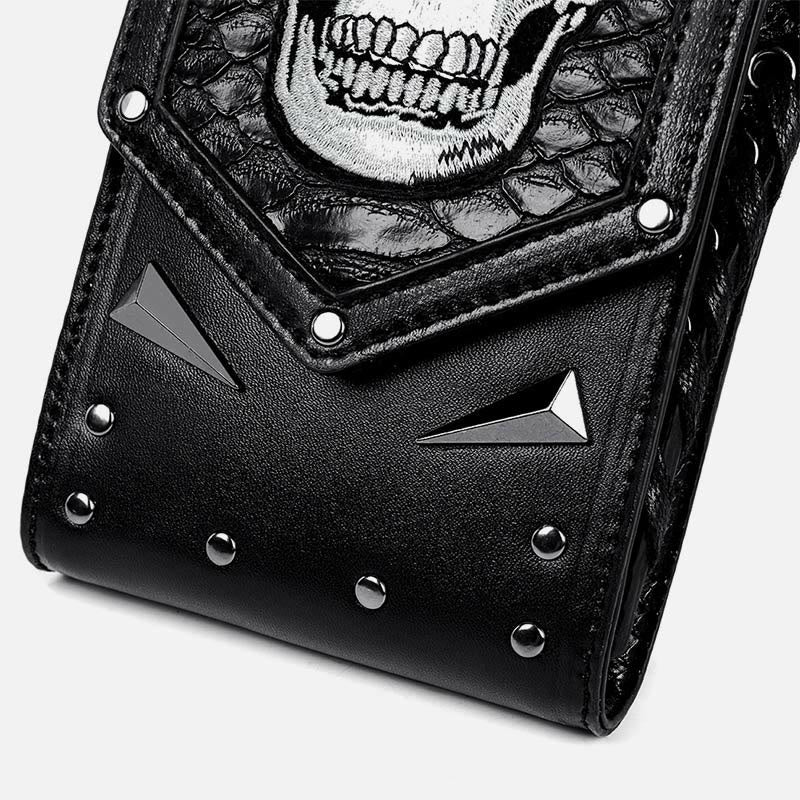 Kunstleder Totenkopf Handytasche Hüfttasche Punk Style Umhängetasche