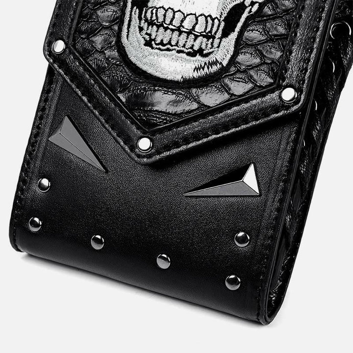 Kunstleder Totenkopf Handytasche Hüfttasche Punk Style Umhängetasche