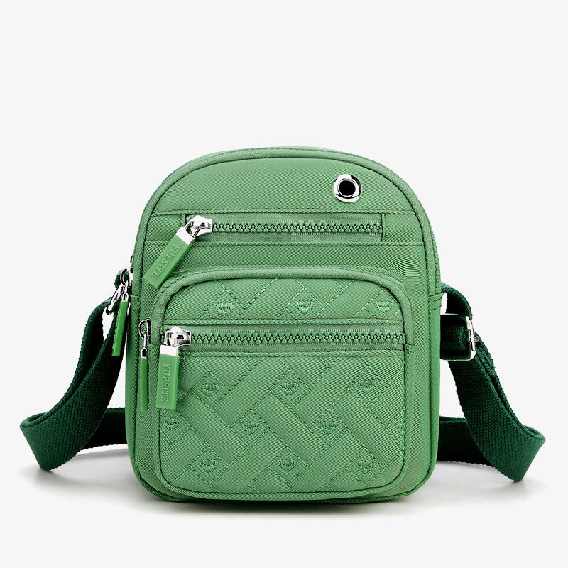 Lässige Umhängetasche aus Nylon mit mehreren Taschen und Loch für Kopfhörer