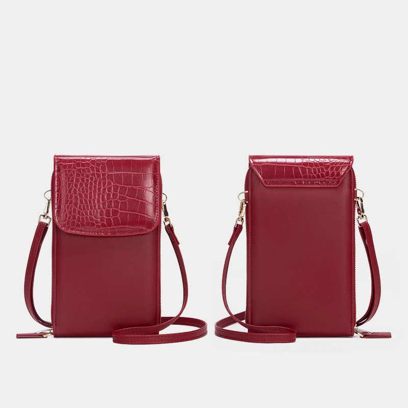 Schlanke, leichte Umhängetasche aus Leder für Damen, Handytasche, Kreditkartenhalter