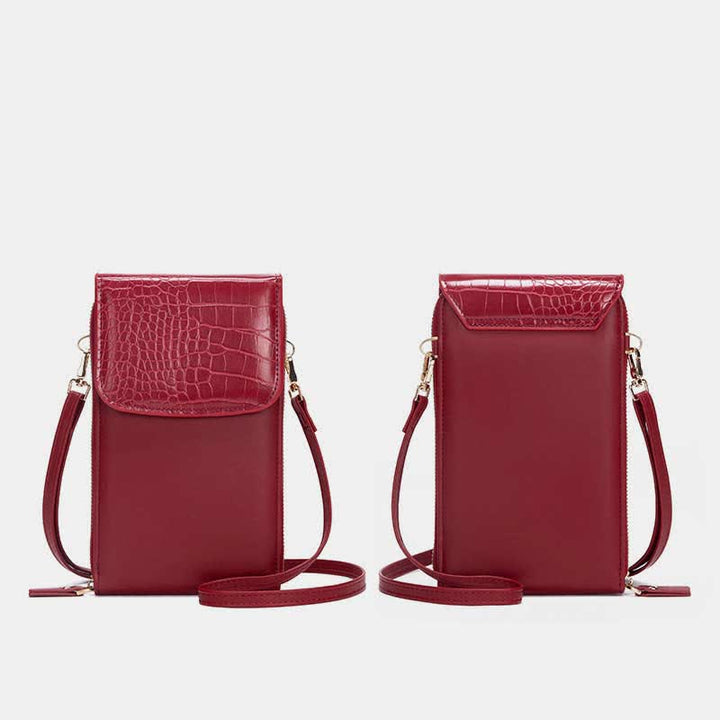 Schlanke, leichte Umhängetasche aus Leder für Damen, Handytasche, Kreditkartenhalter