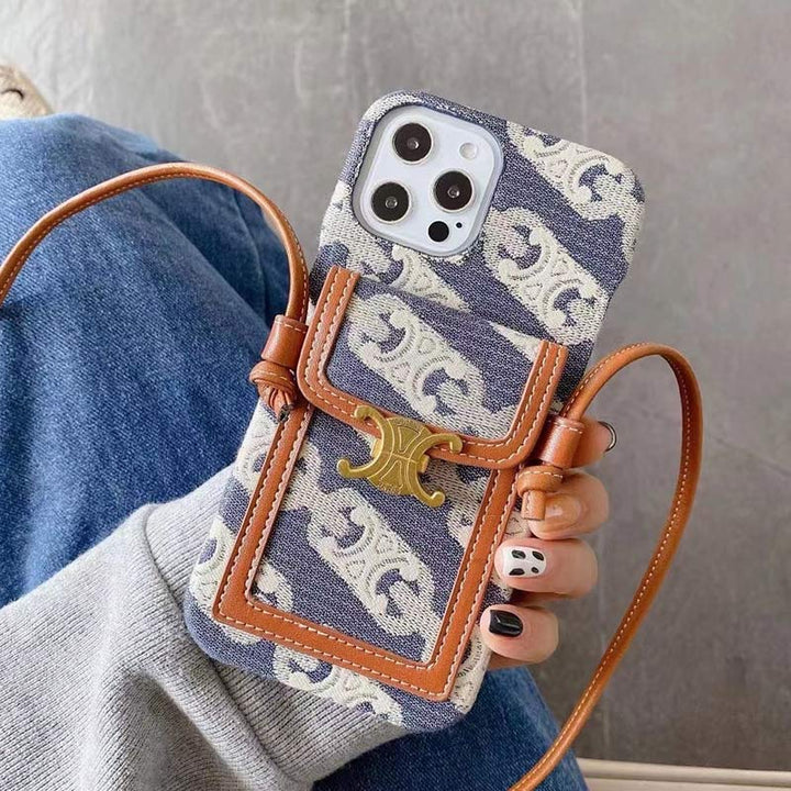 Vintage iPhone Kartenhalter Hülle Handytasche mit Umhängeband
