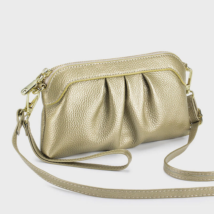 Clutch aus echtem Leder für Damen, Handgelenktasche, Umhängetasche