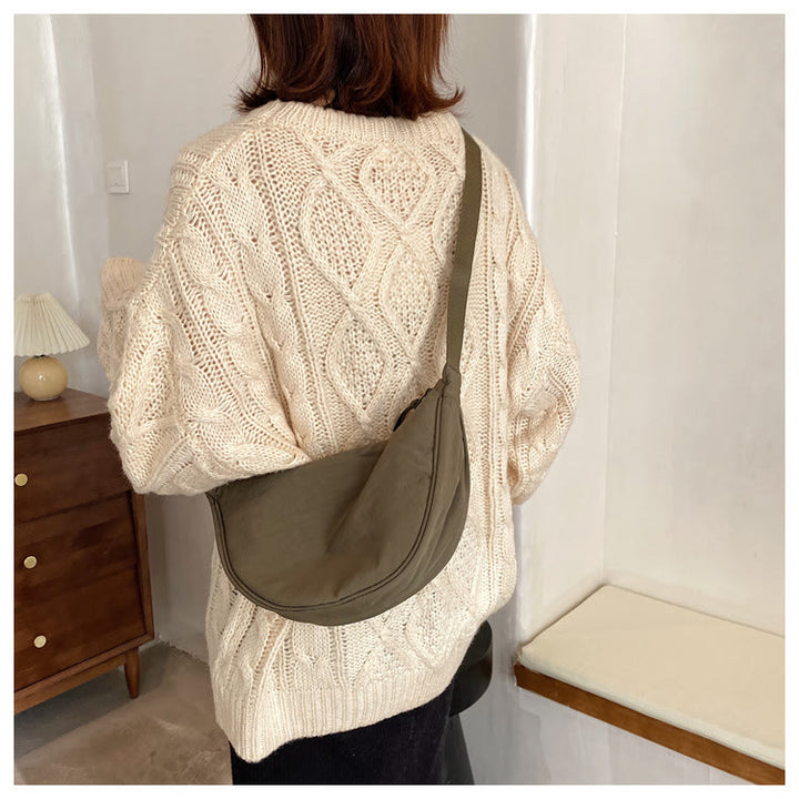 Umhängetasche für Damen aus Nylon im Knödel-Stil, Einkaufs-Schultertasche