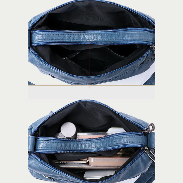 Vintage-Umhängetasche mit großem Fassungsvermögen für Damen, weiche Ledergeldbörse