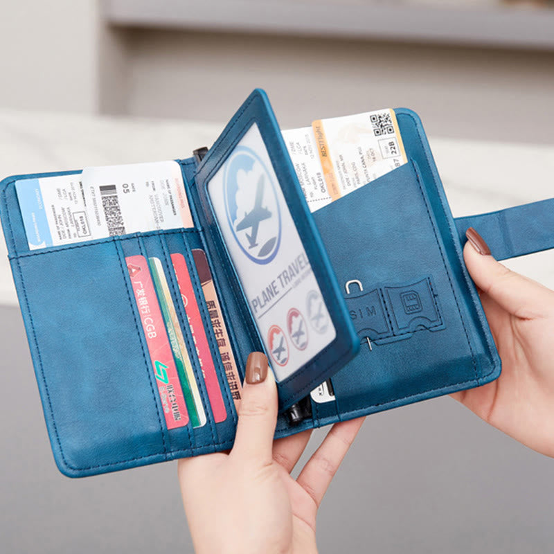 Reisepasshülle mit mehreren Steckplätzen RFID-blockierender Kartenhalter Reisepasshülle