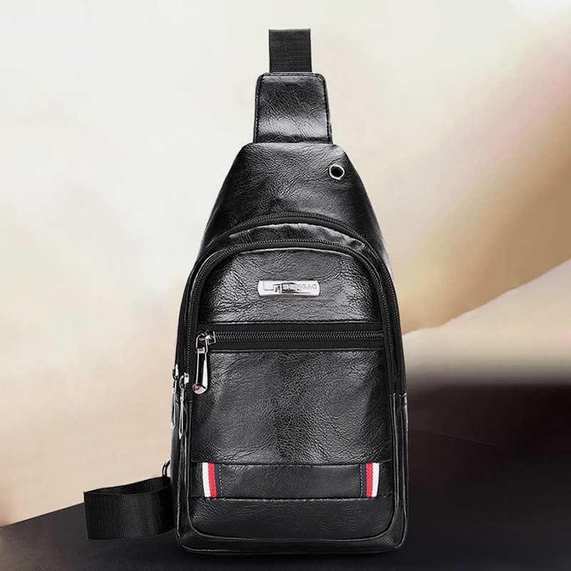 Leder-Umhängetasche für Herren, für Outdoor-Reisen, Brusttasche, Tagesrucksack