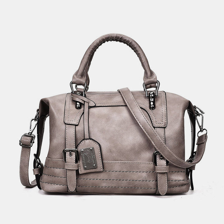 Retro Vegan Leder Tote Umhängetasche Arzttasche für Damen Boston Tasche