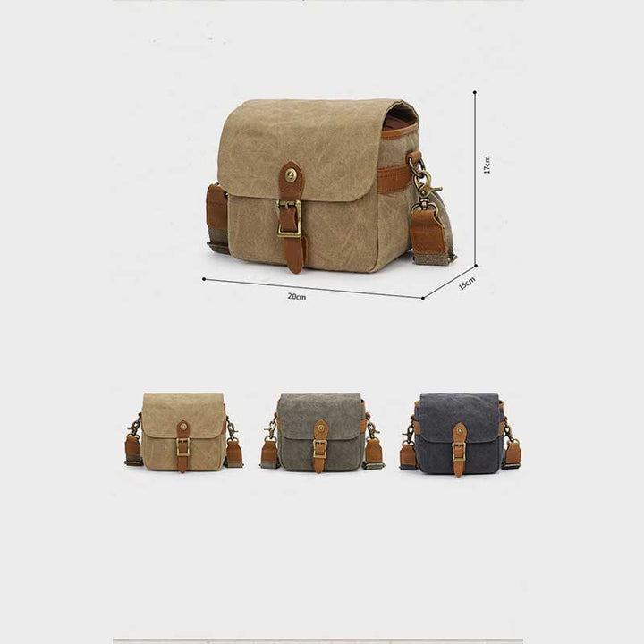 Wasserdichte Schulterkameratasche aus Canvas im Vintage-Stil