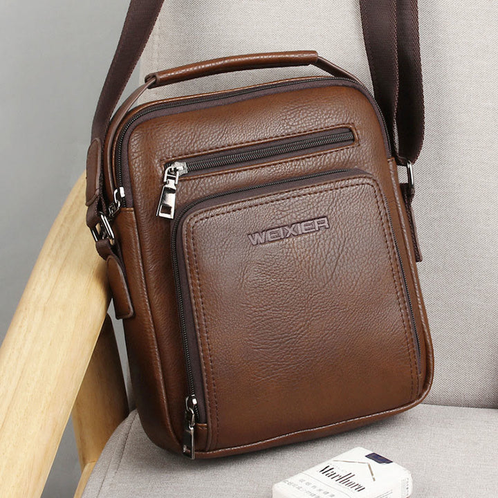Messenger Bag für Herren, lässige Umhängetasche aus PU-Leder