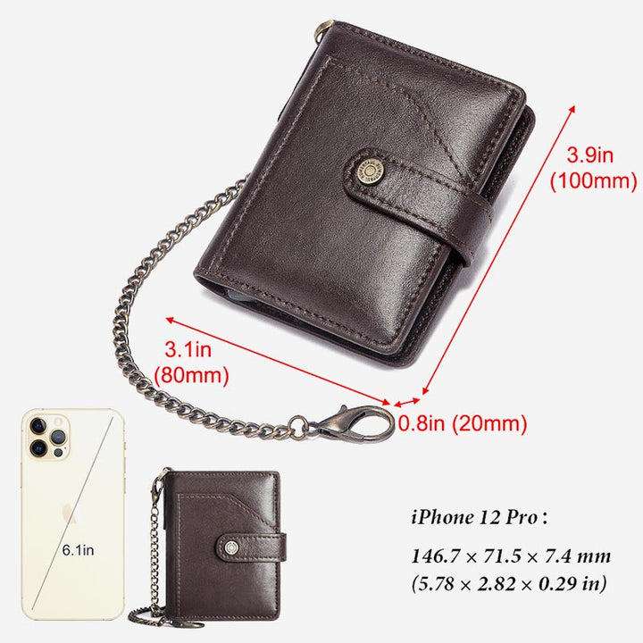RFID Bifold Business Kurze Geldbörse mit Kette