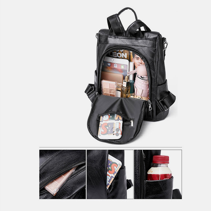 Damen Leder Rucksack Handtasche Cabrio Schultertasche Anti Diebstahl Reise Daypack