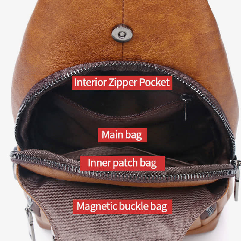 Schultertasche aus echtem Leder, Umhängetasche, Rucksack für Herren, zum Wandern, Reisen, Tagesrucksack