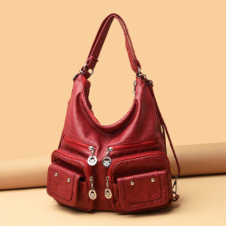 2-Wege-Verwendung, mehrere Taschen, große Kapazität, Vintage-Rucksack, Umhängetasche