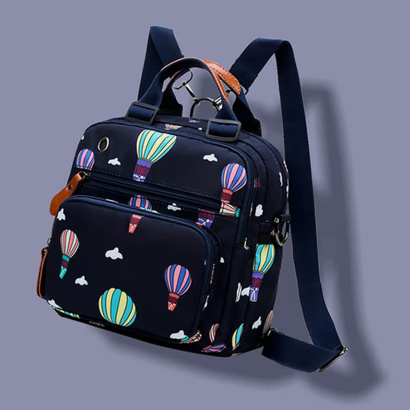 Multifunktionaler wasserdichter Rucksack mit Blumendruck, Wickeltasche mit Blumenmuster, Umhängetasche 