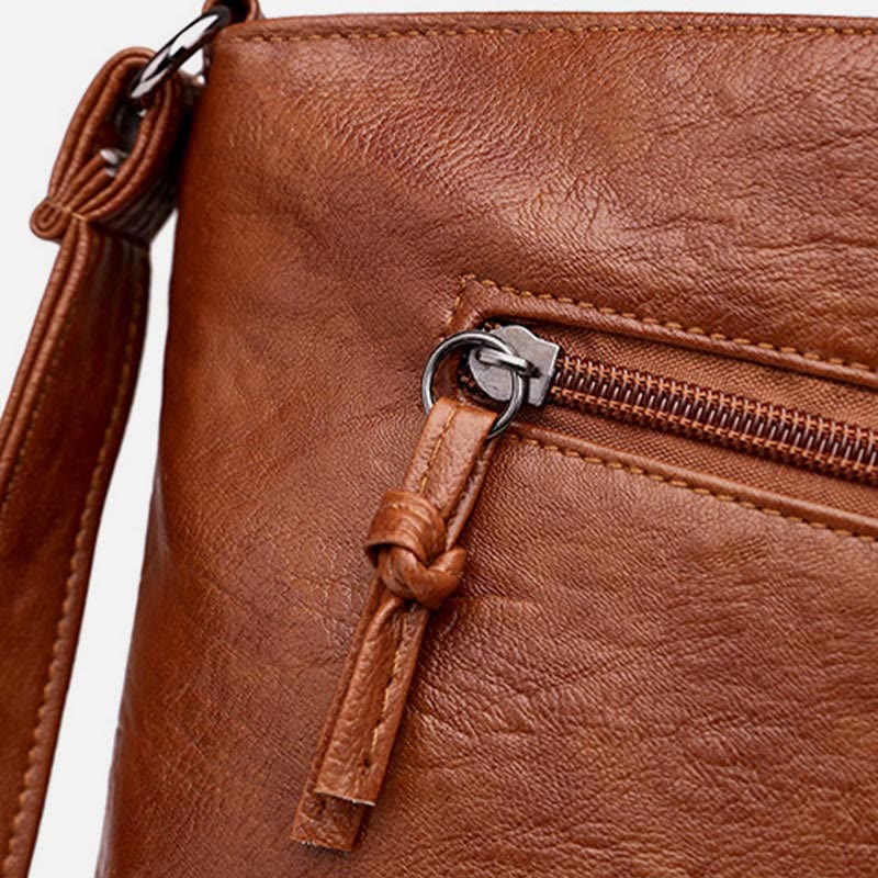 Minimalistische Kunstleder Geldbörse Dreilagig Vintage Damen Umhängetasche