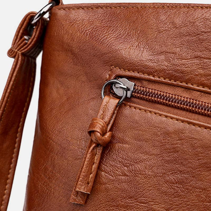 Minimalistische Kunstleder Geldbörse Dreilagig Vintage Damen Umhängetasche