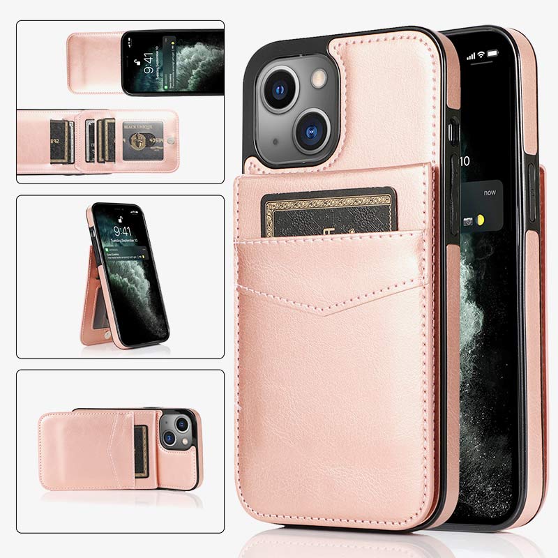 Hochwertige iPhone-Geldbörsenhülle mit Ständer und mehreren Kartenfächern