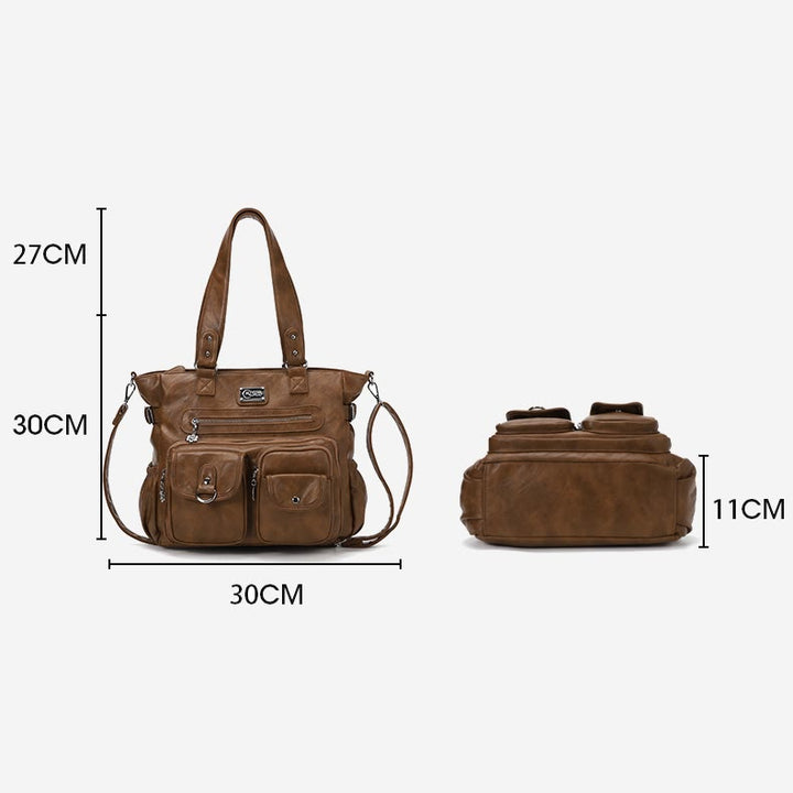 Große Umhängetasche für Damen mit mehreren Taschen und zwei Verwendungsmöglichkeiten