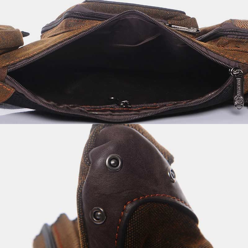 Sling Bag für Herren, schwarze Vintage-Business-Umhängetasche aus Canvas