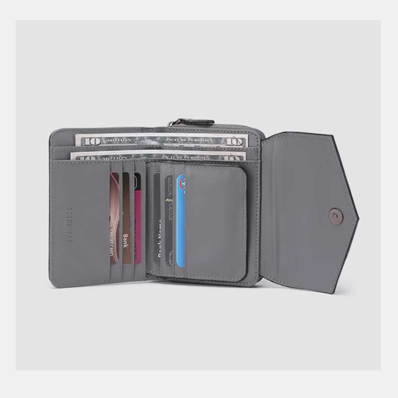 Damen Kurze Bifold Geldbörse Kunstleder Geldbörse RFID Blocking Kartenhalter