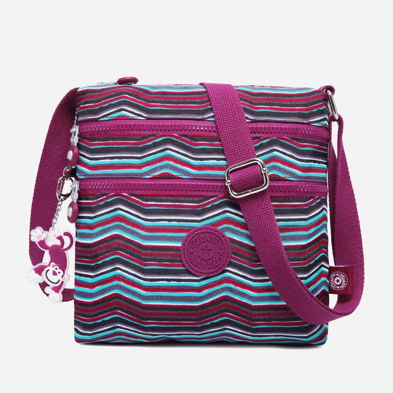 Leichte kleine Crossbody-Tasche mit Dreifach-Reißverschluss, Schultertasche für Damen