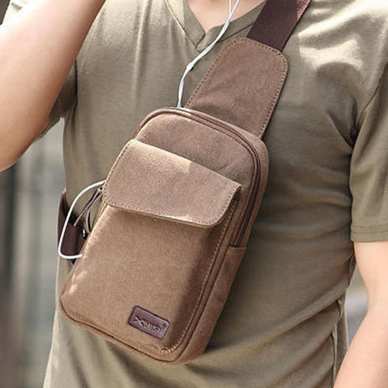 Sling Bag für Herren, multifunktionale Brusttasche aus Canvas für Outdoor-Sport und Freizeit