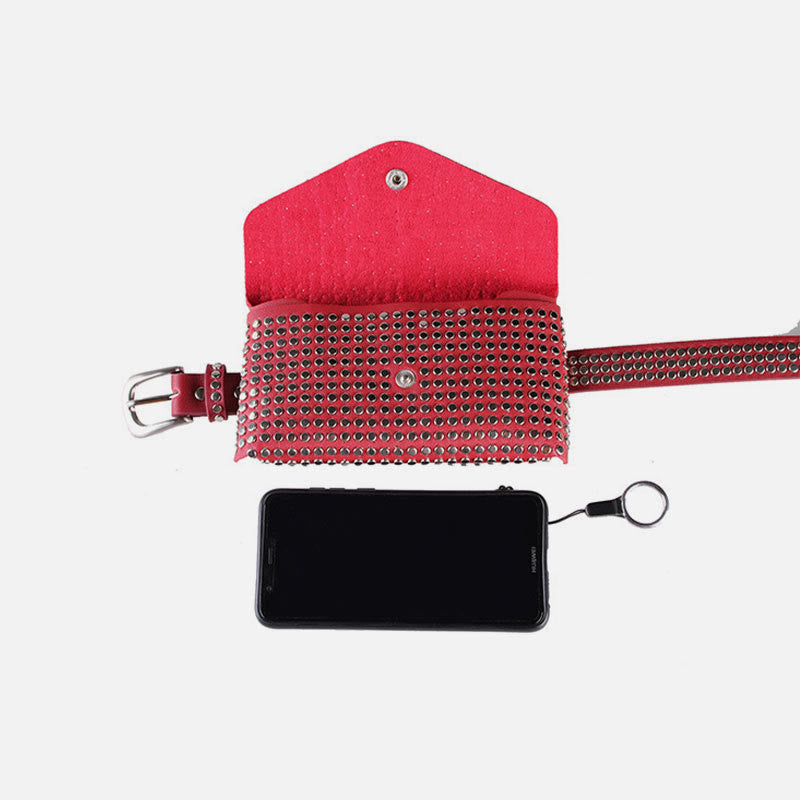 Punk-Gürteltasche für Damen mit funkelnden Nieten