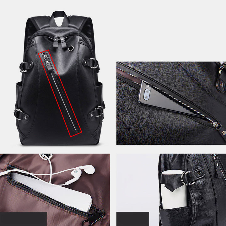 Multifunktionaler Diebstahlschutz-Lederrucksack mit großer Kapazität und USB-Ladeanschluss