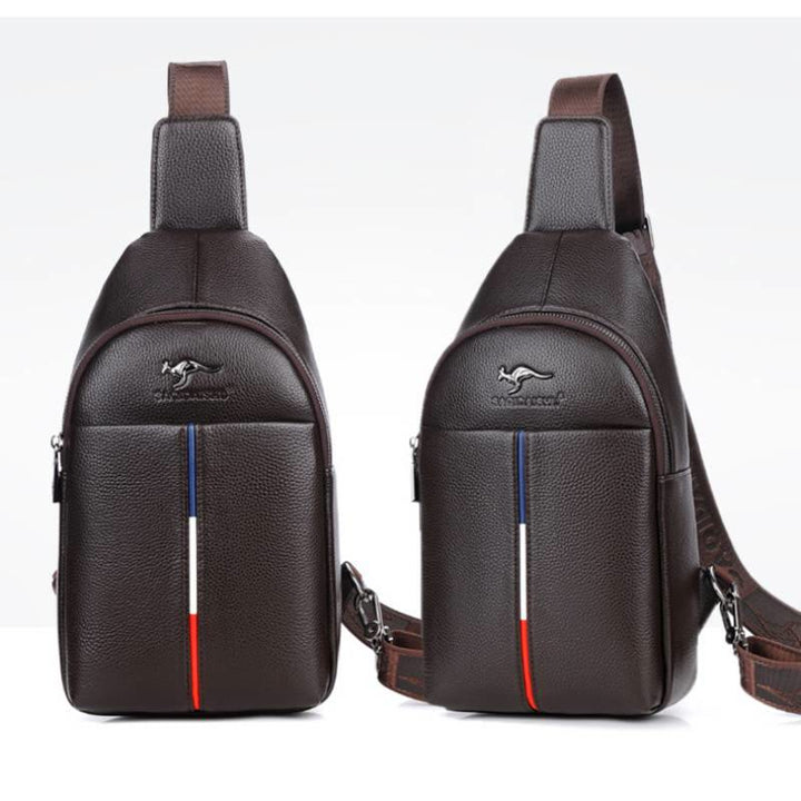 Sling Bag für Herren aus Leder, Ein-Schulter-Rucksack mit USB-Ladeanschluss