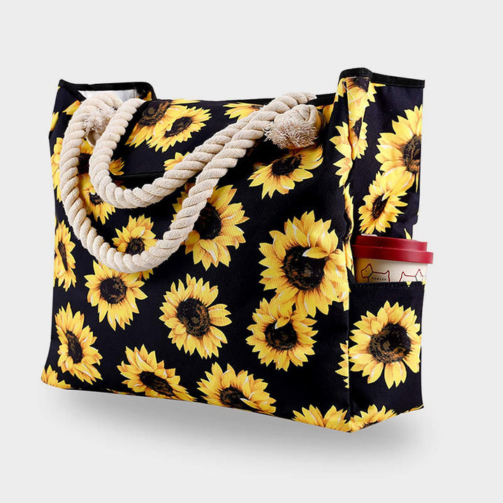 Sommer-Strandtasche für Damen, bedruckte Canvas-Handtasche mit großer Kapazität