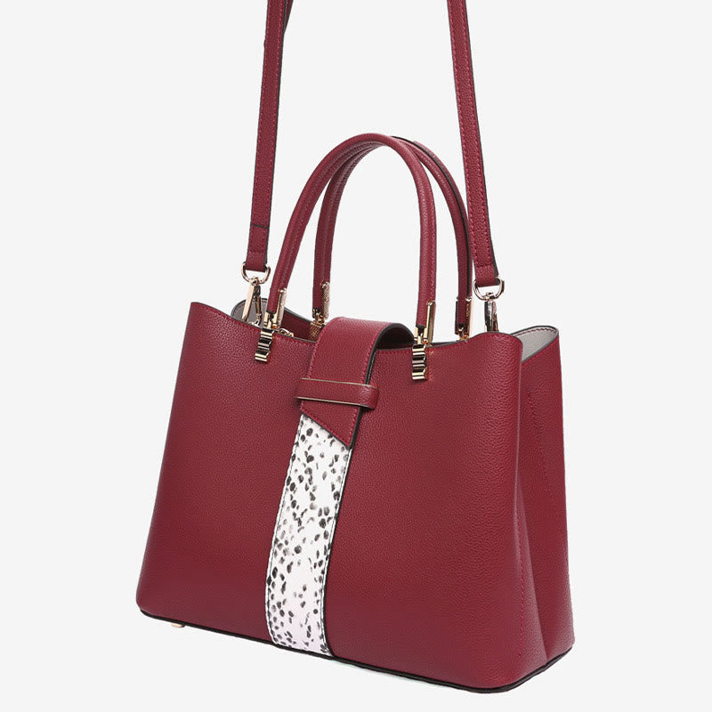 Damen Elegante Handtasche Schlangenhaut Textur Dekor Strapazierfähiges Leder Tote