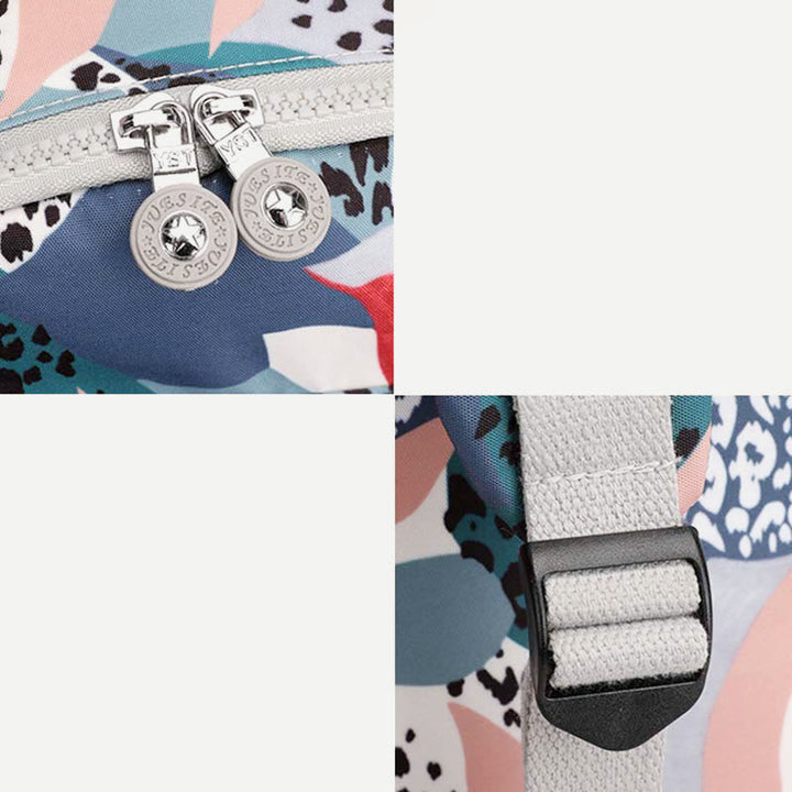 Rucksack für Damen, wasserdicht, mit mehreren Fächern, Druck, lässig, Nylon, leicht, Schultasche