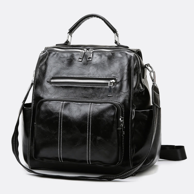 Rucksack für Damen, großes Fassungsvermögen, kleiner Rucksack aus weichem PU-Leder