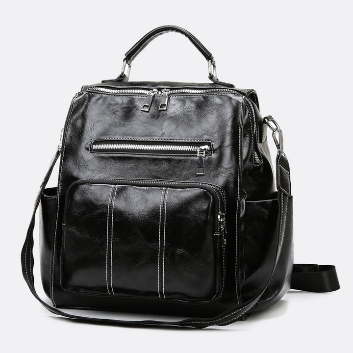 Rucksack für Damen, großes Fassungsvermögen, kleiner Rucksack aus weichem PU-Leder