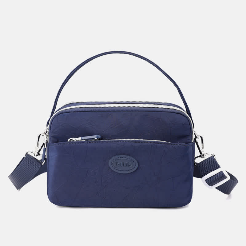 Umhängetasche für Damen, Schultertasche mit Dreifach-Reißverschluss, lässige Nylon-Geldbörse