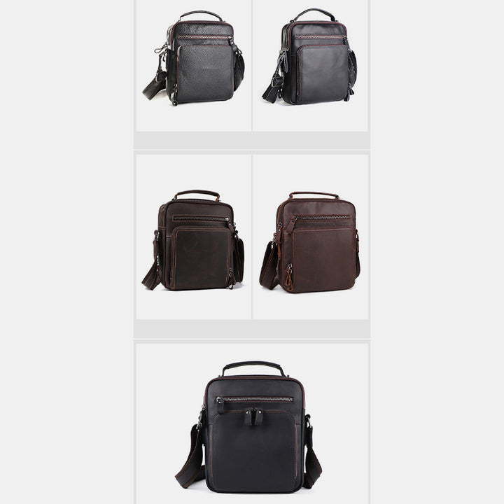 Kleine Umhängetasche für Herren, mehrere Taschen, echtes Leder, Umhängetasche