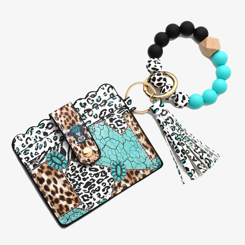 Western-Kartenhalter, Silikon-Perlenarmband, Quaste, Geldbörse für Damen