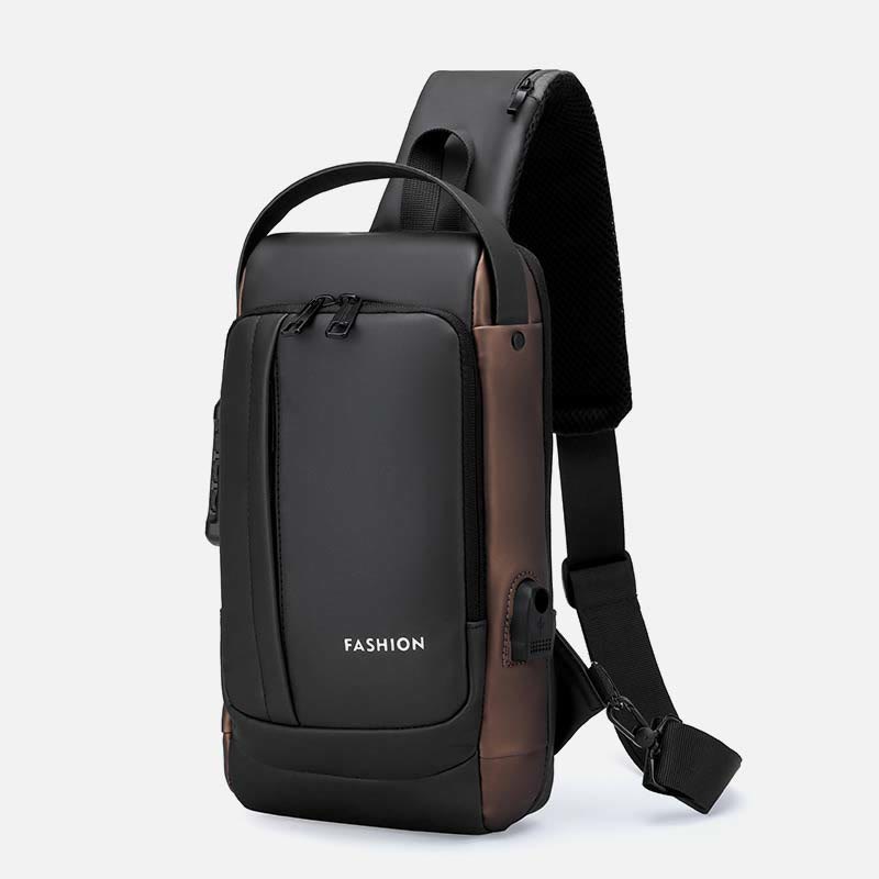 Schultertasche für Männer, stahlsichere, wasserdichte Umhängetasche mit Zahlenschloss