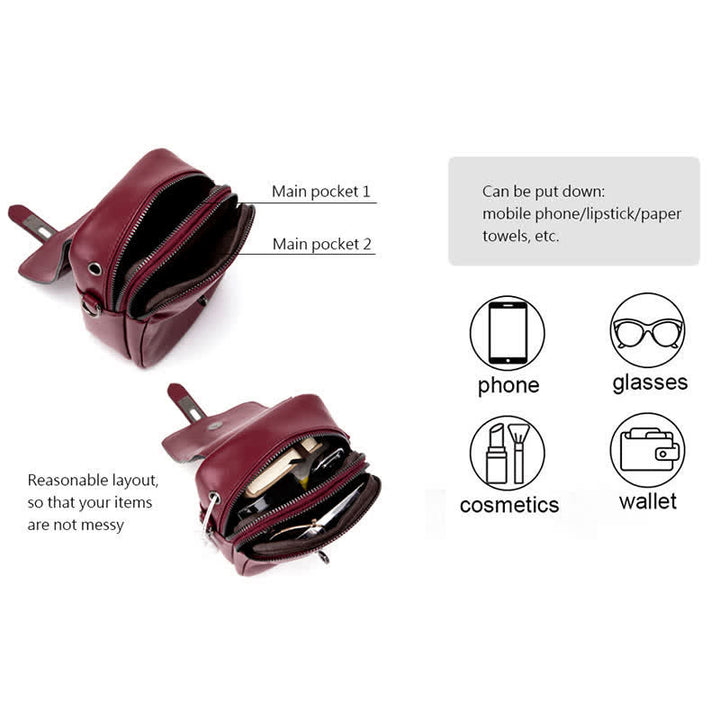 Retro-Handytasche, Mini-Umhängetasche aus Leder, Geldbörse für Damen