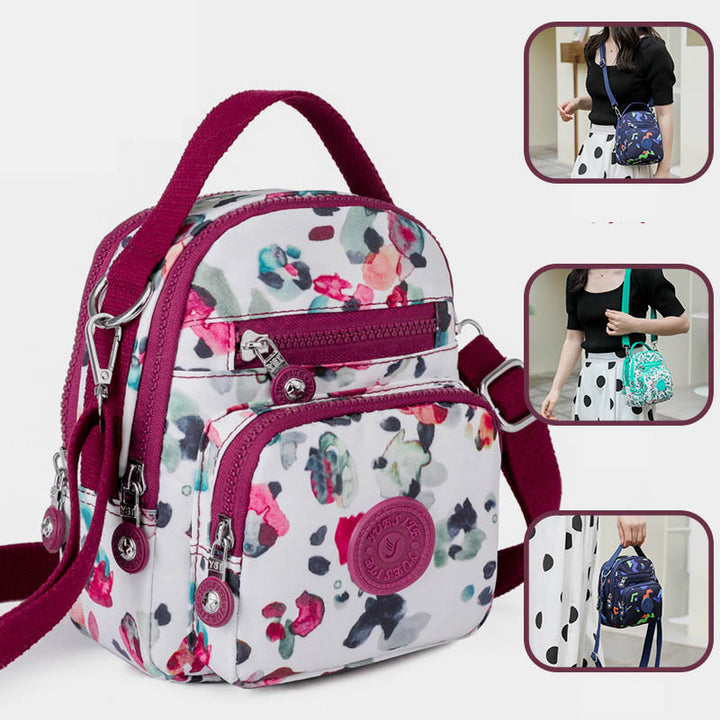 Schultertasche mit Blumenmuster für Damen, Crossbody-Rucksack, Mehrzweck-Umhängetasche