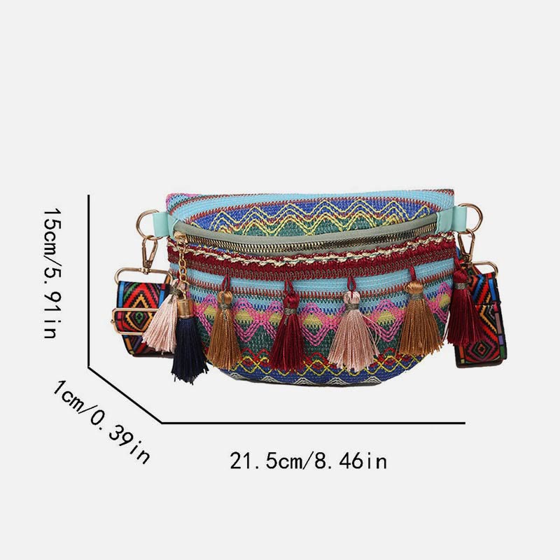 Folk Custom Sling Bag Damen Quaste Umhängetasche Brusttasche